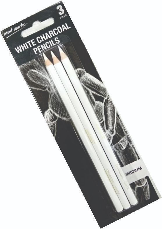Mont Marte White Charcoal Pencils 3 Piece Medium