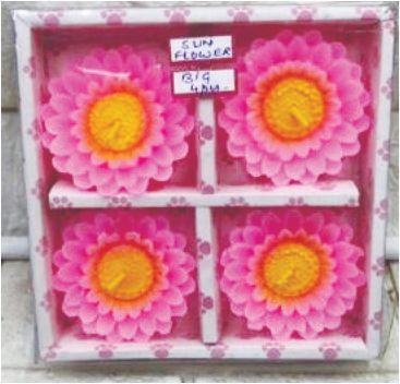 Diwali Candles Sun Flower Big 4 pc pack