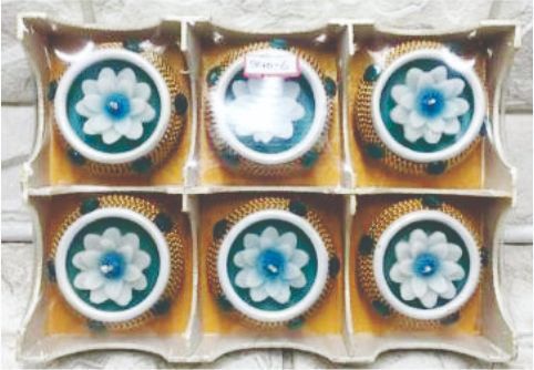 Diwali Pot Diya 6 pc pack Blue Wax