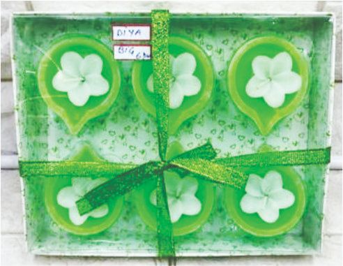 Diwali Pot Diya 6 pc pack Green design