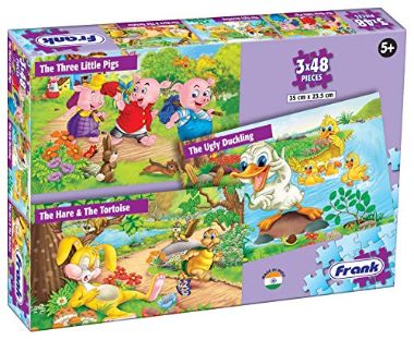 Frank 15701 Fun Puzzle The Hare & The Tortoise, TheThree Little Pigs and the Ugly Duckling