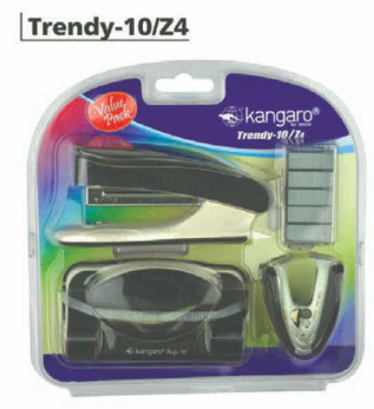 Kangaro Stationery Set with Stapler, stapler Pin, Punch and Pin Remover Blister pack