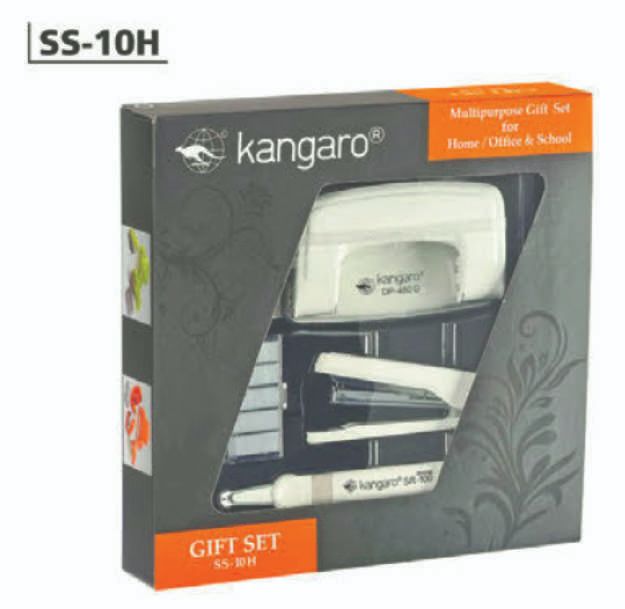 Kangaro Stationery Set with Stapler, stapler Pin, Punch and Pin Remover Gift Pack