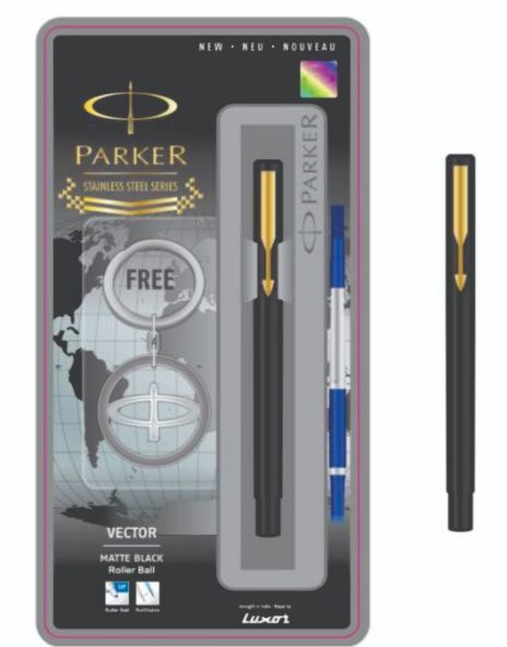 Parker Vector Matte Black Roller GT + free Parker Logo Key Chain