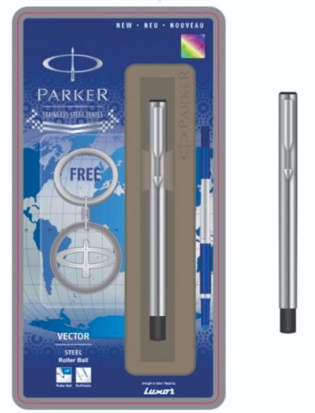 Parker Vector Stainless Steel Roller CT + Free Parker Logo Key Chain