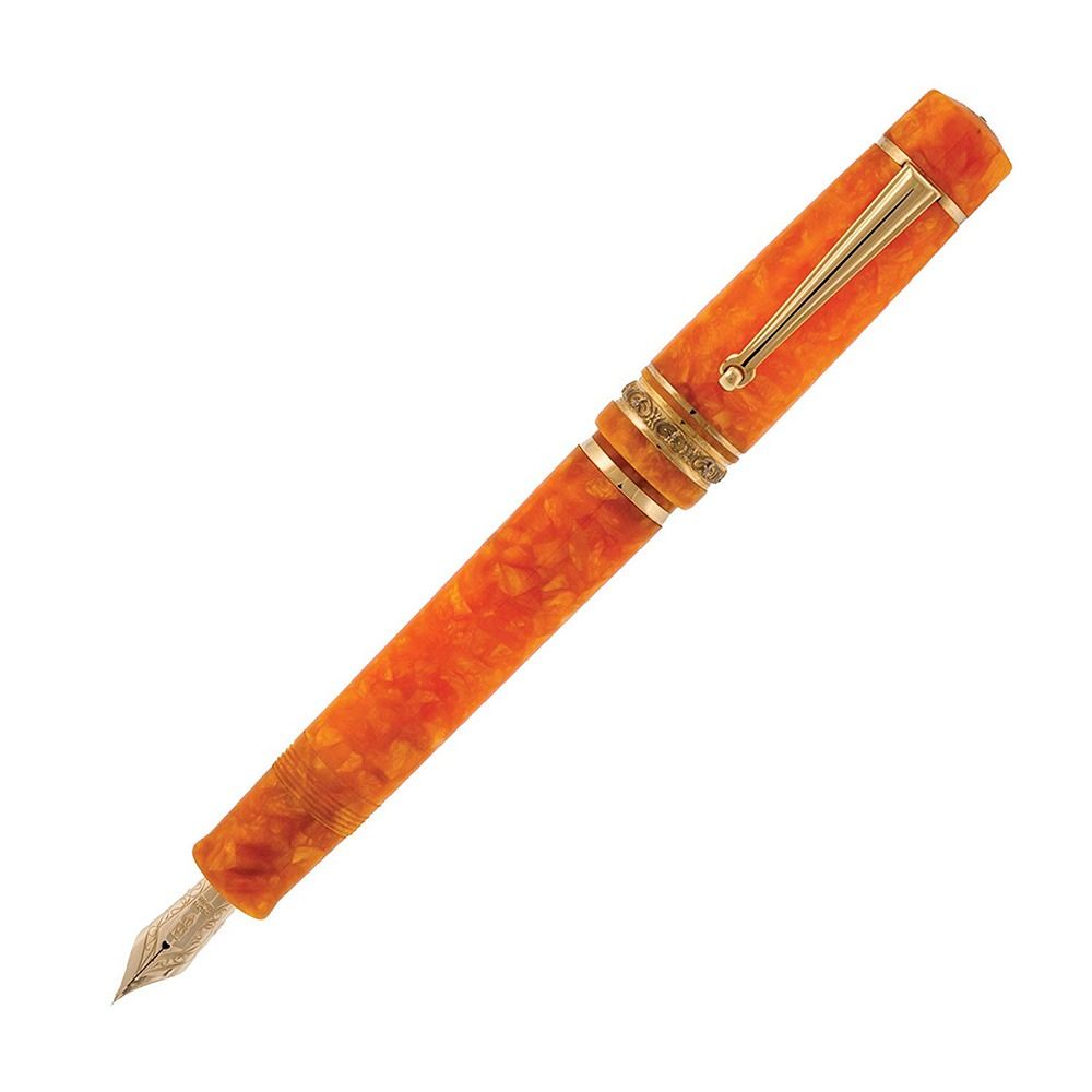 Pelikan Delta Dolcevita Media Oro Orange Resin and Vermeil Trim Fountain Pen Broad Nib