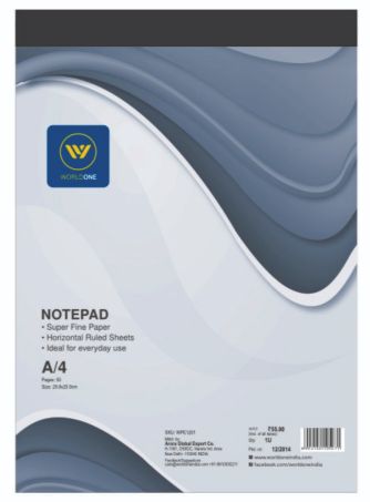 Worldone Note Pad Ruled A4