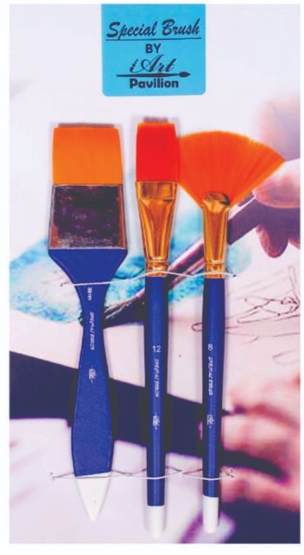 Brush Fan, Flat and Flat Brush Set 3 pc