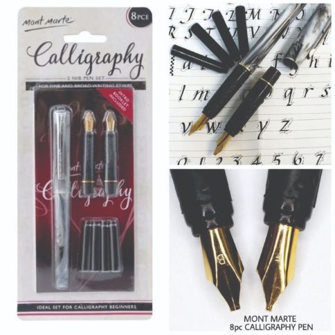 Mont Marte Calligraphy set of 8 pc 2 Nib pen set