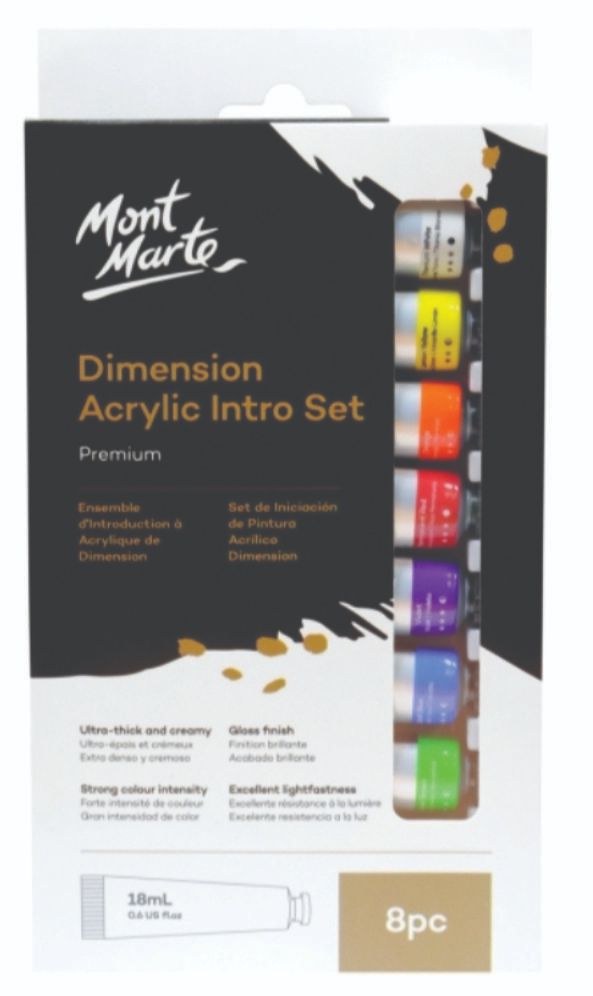 Mont Marte Dimension Acrylic Intro set of 8 Shade 18ml Premium