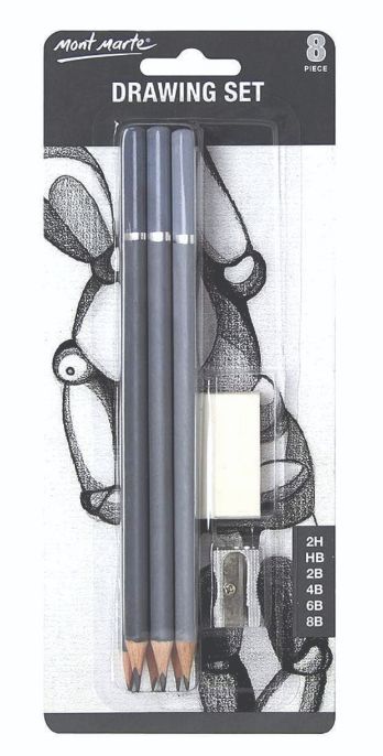 Mont Marte Drawing Set shading Pencil set of 8 pc 2B/4B/6B/8B/HB/2H