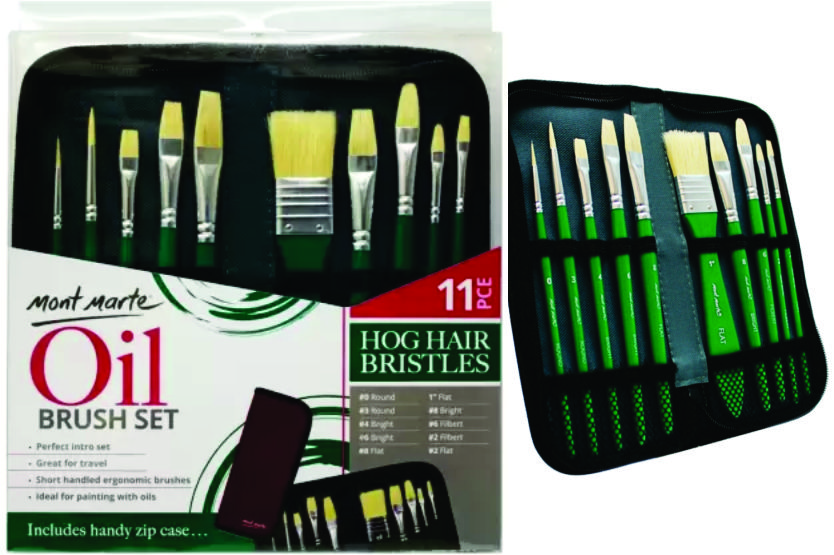 Mont Marte Hog Bristle Brush Set For Oil Painting