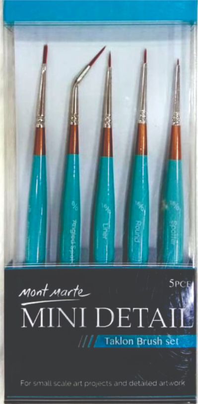 Mont Marte Mini Detail Taklon Brush set 5 pc