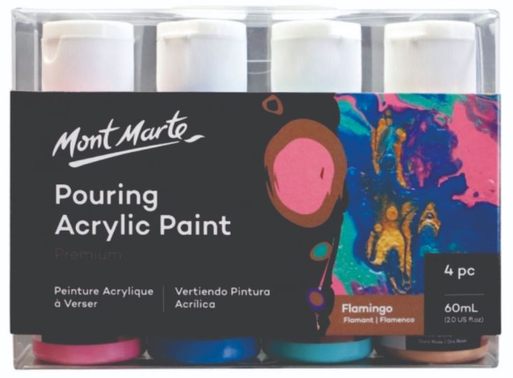 Mont Marte Pouring Acrylic Paint 4 pc Premium 60 ml Flamingo