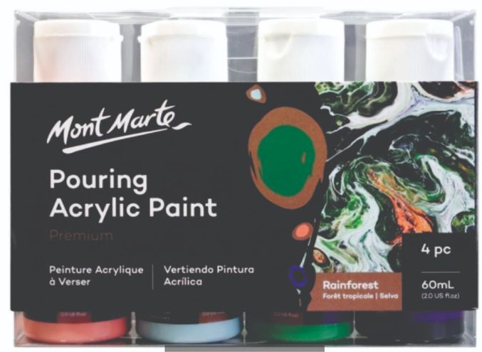 Mont Marte Pouring Acrylic Paint 4 pc Premium 60 ml Rainforest
