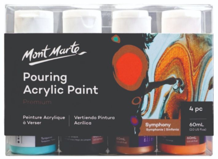 Mont Marte Pouring Acrylic Paint 4 pc Premium 60 ml Symphony