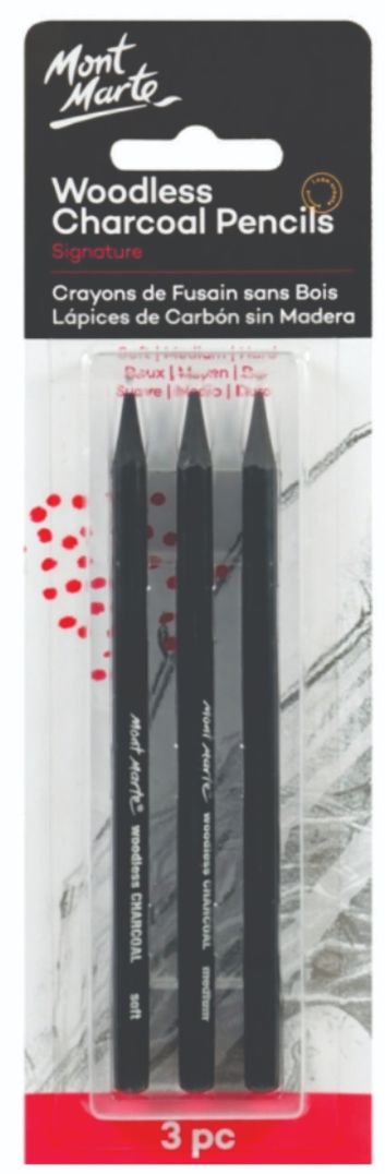 Mont Marte Woodless Graphite Pencils Signature 3 pc Soft Medium Hard