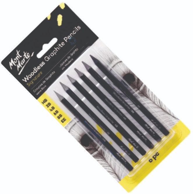 Mont Marte Woodless Graphite Pencils Signature 6 pc HB/2B/4B/6B/8B/EE