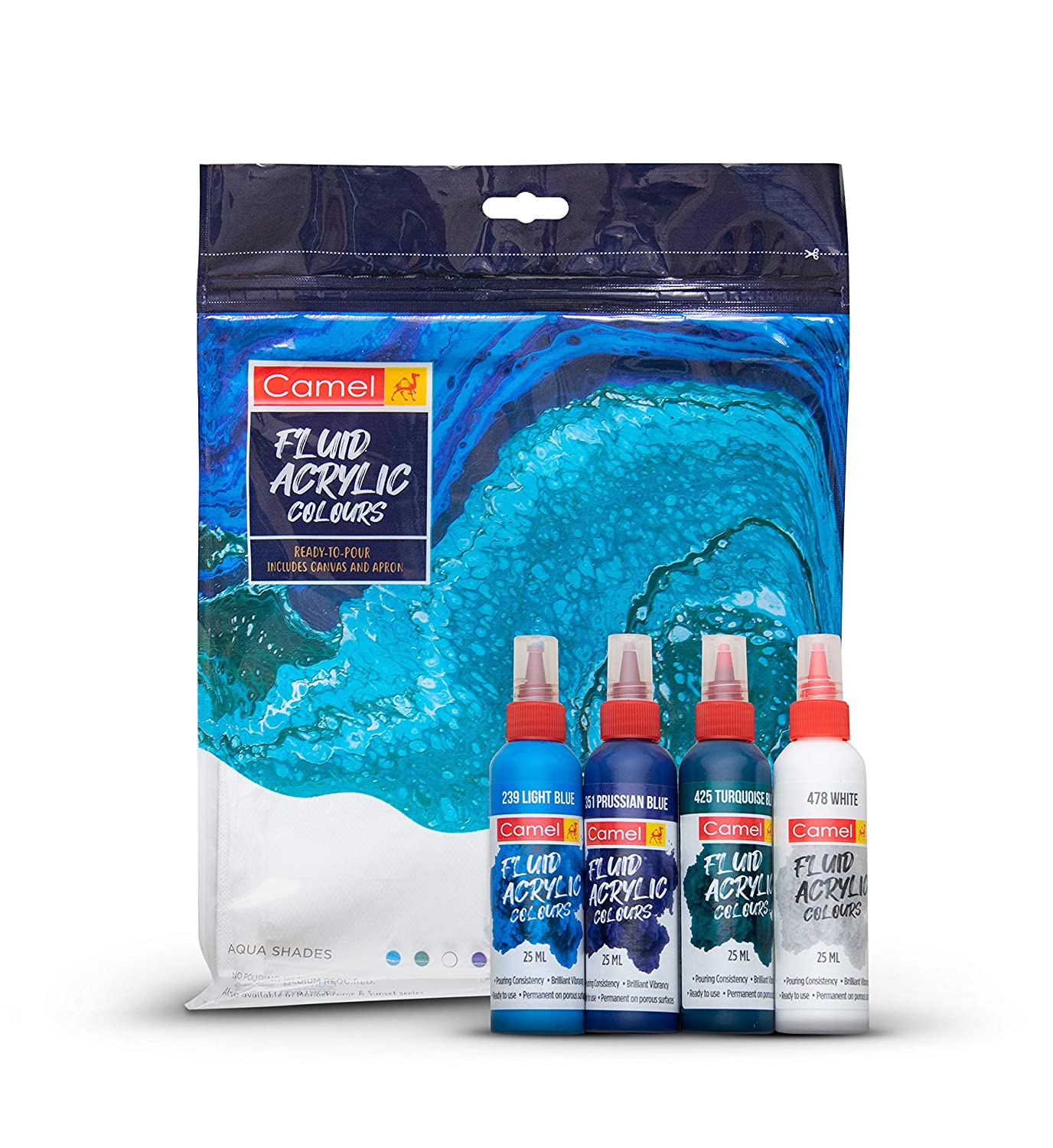 Camel 3212897 Fluid Acrylic Colours Kit Aqua shades