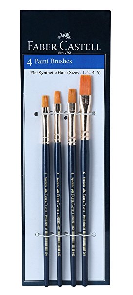 Faber 114402 BRUSH FLAT set of 4 Synthetic Hair No 1/2/4/6