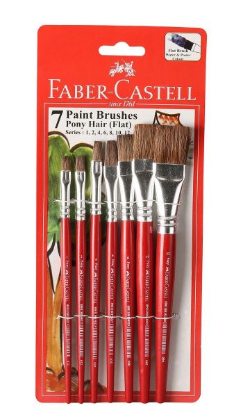 Faber 115702 BRUSH Flat set of 7 Pony Hair No 1/2/4/6/8/10/12