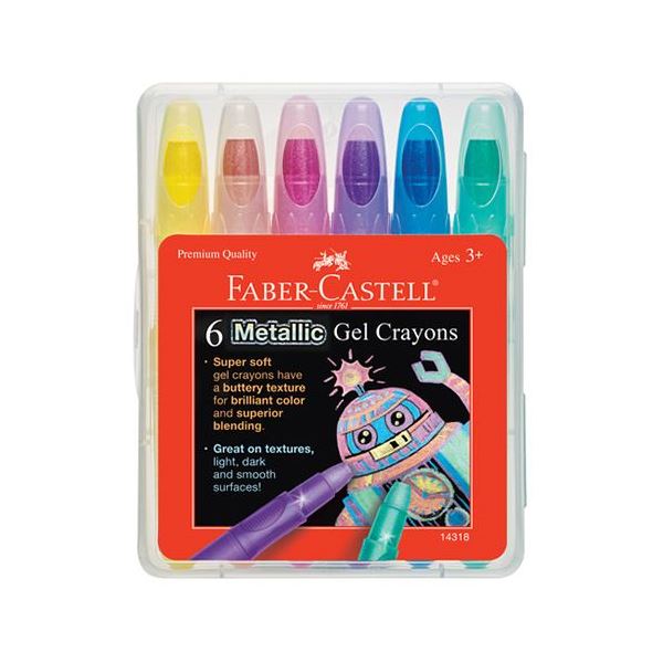 Faber 14318-6CT Mettalic Gel Crayons 6 shade