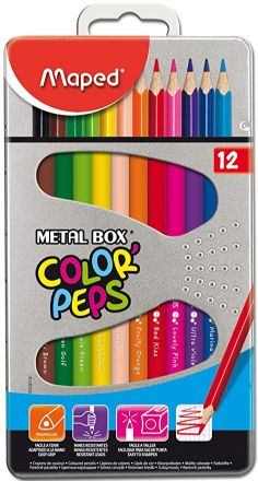 Maped 832014 Color peps Metal box colour Pencil 12 shade