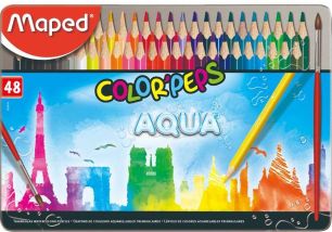 Maped 836018 Color peps Metal box Water Colour Pencil 48 shade AQUA 